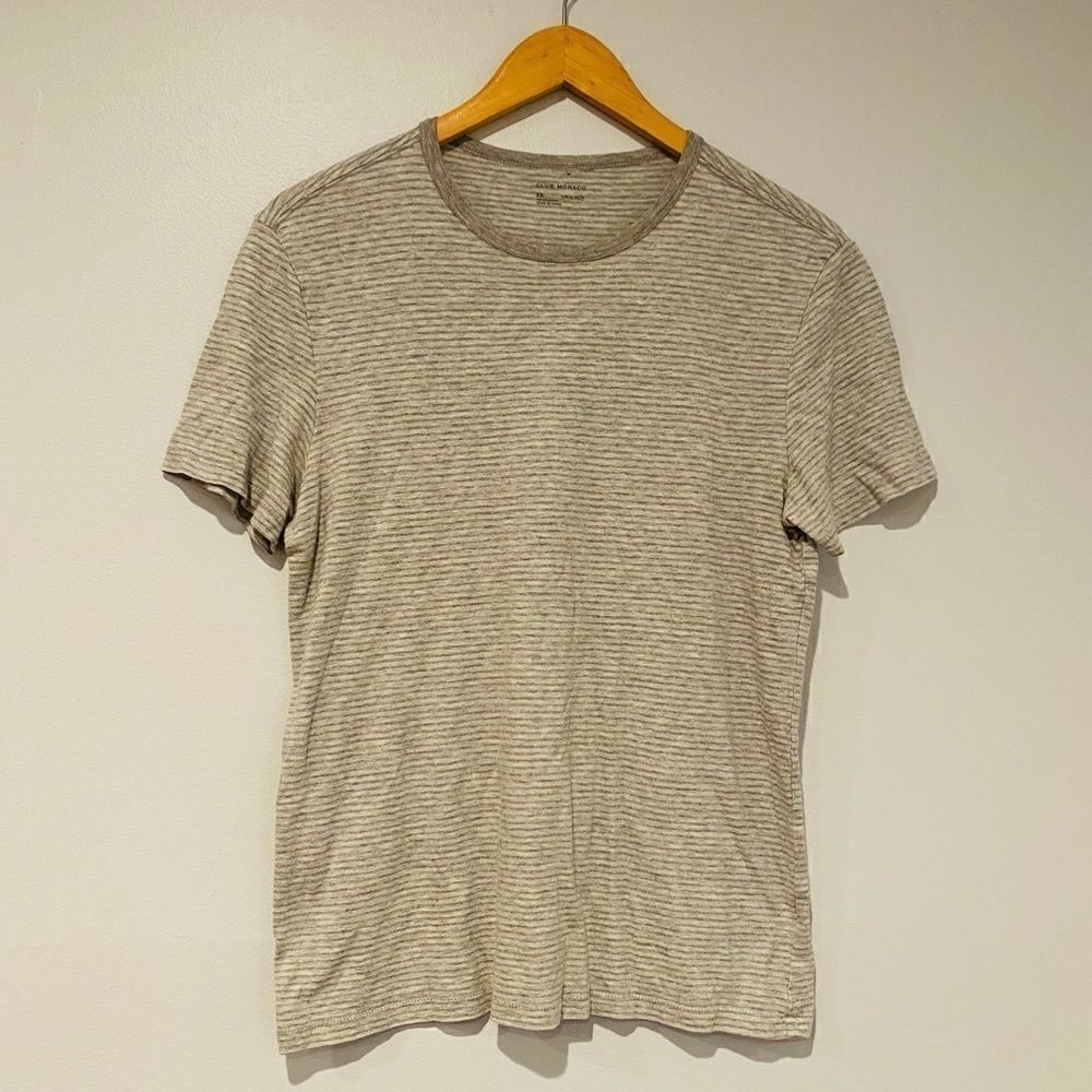 Club Monaco Gray Striped Crew Neck T Shirt XS